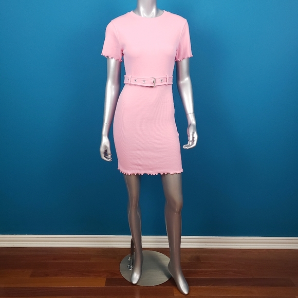 🆕️ 🌸 MISSGUIDED Belted Pastel Pink Mini Dress // (NWT) - Picture 6 of 7